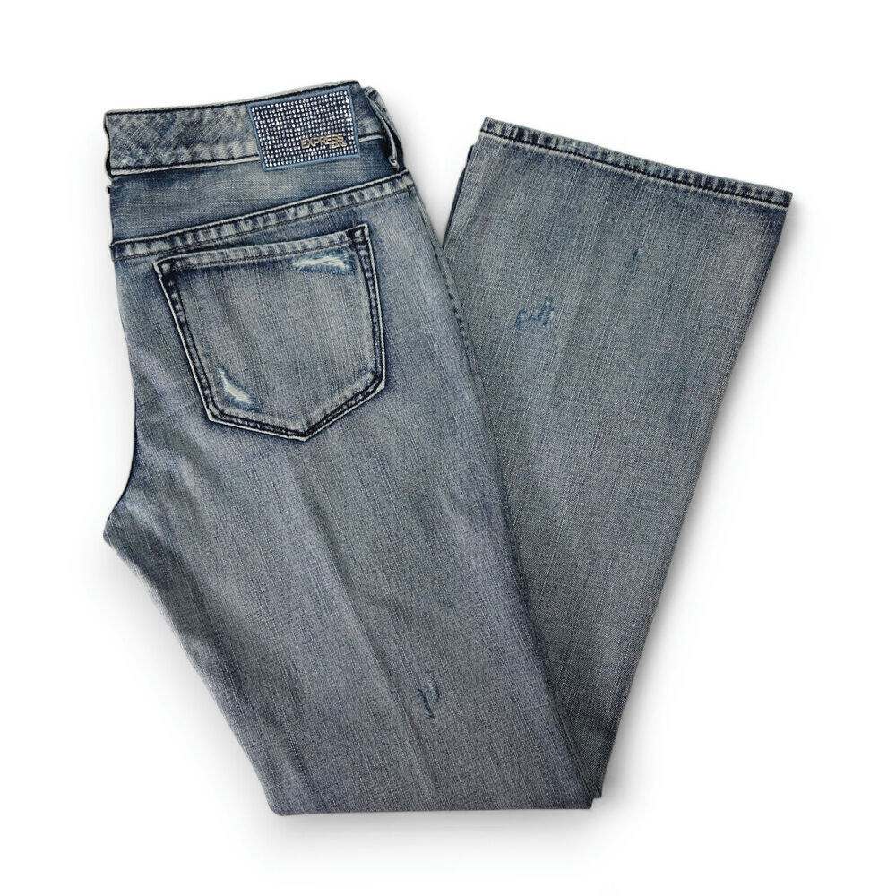 EUC Express Stella Bootcut Jeans Sz. 12‎ Studded Distressed Low Rise Y2K Grunge